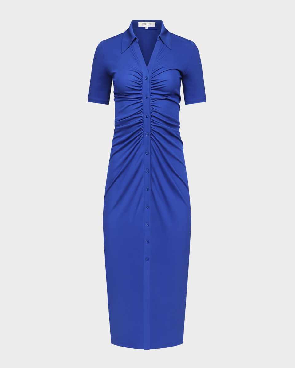 Zoey Ruched Midi Shirtdress